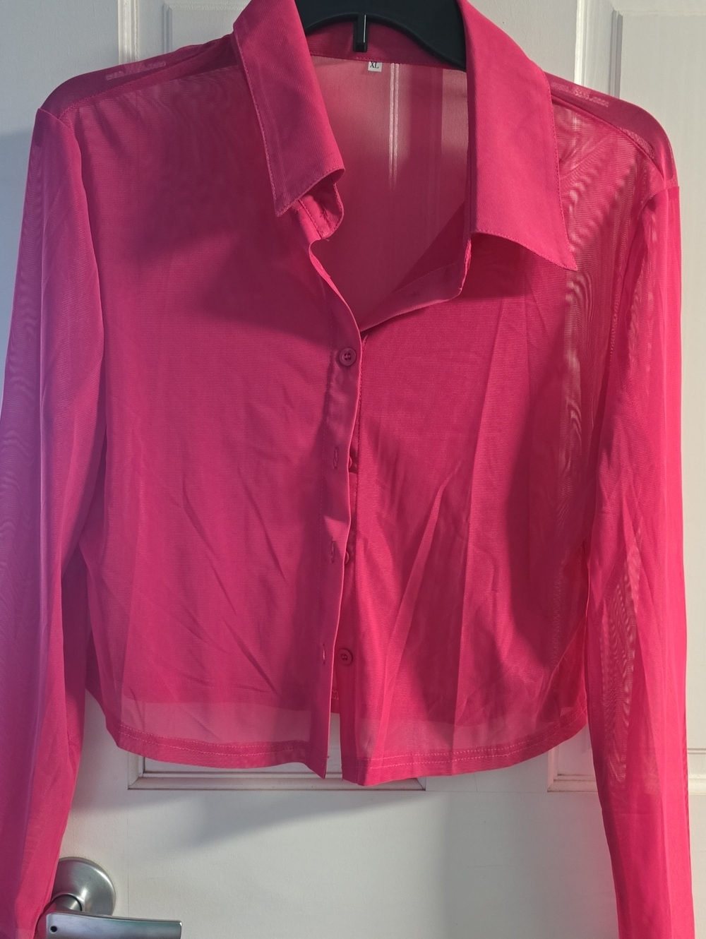 Sheer Button-Front Pink Women's Top